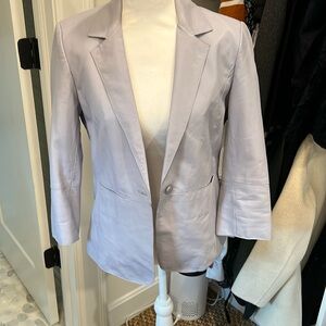 Ecru leather pale lavender/blue  jacket